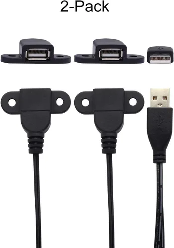Miniatura 8 de Cable de extensión de carga USB 2.0 macho a doble hembra, mesita de noche para muebles, sofá, puerto de carga a bordo, cable de montaje en panel