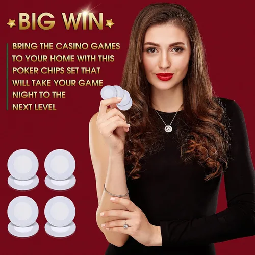 Miniatura 5 de Leitee 500 fichas de póquer de plástico blanco a granel de 1.5 pulgadas, mini fichas de bingo de 1.5 pulgadas, marcadores de fichas en blanco