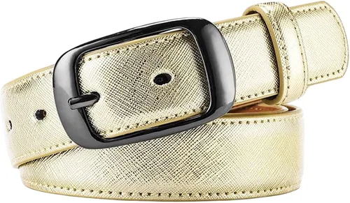 Miniatura 9 de WEIXUERO Cinturones de cuero dorado para mujer, pantalones de mezclilla brillantes, cinturón brillante para club, vestidos de fiesta