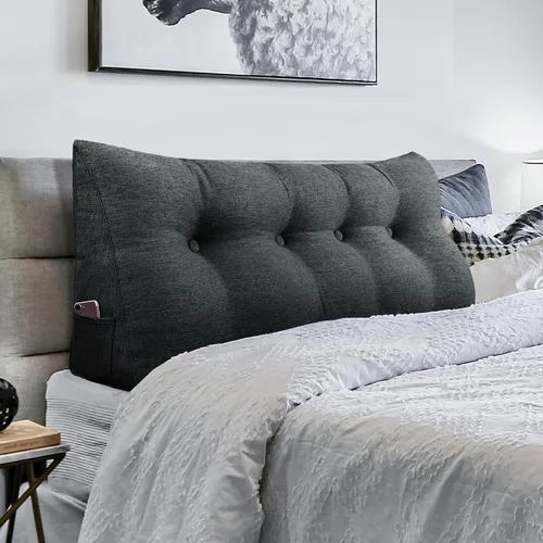 Miniatura 7 de Almohada de Cabecero de Cuña Tamaño Queen Grande Almohada de Bolster para Cama Triángulo Almohada de Lectura Almohada de Apoyo de Espalda
