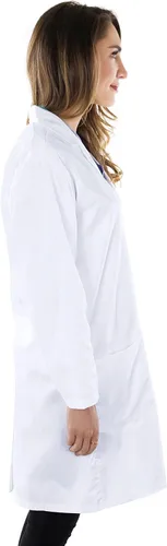 Miniatura 3 de NY Threads Abrigo de laboratorio profesional para mujer, abrigo médico largo de polialgodón de manga completa
