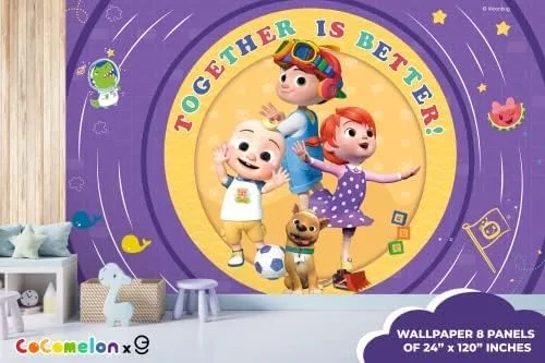 Miniatura 8 de JJ and His Brothers CoComelon - Papel tapiz para despegar y pegar, decoración de pared para niños CoComelon, decoraciones de Cocomelon para niños