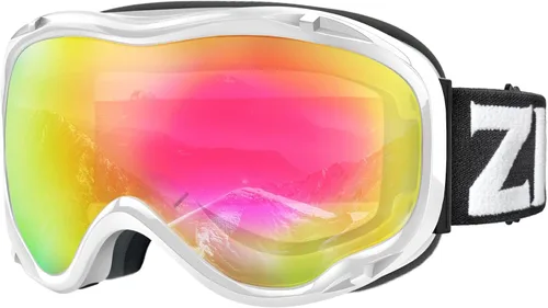 Miniatura 24 de ZIONOR Lagopus Gafas de protección UV para esquí y snowboard, antiniebla, para hombres, mujeres, jóvenes A0-vlt 10.5% Marco Blanco Lente Plata