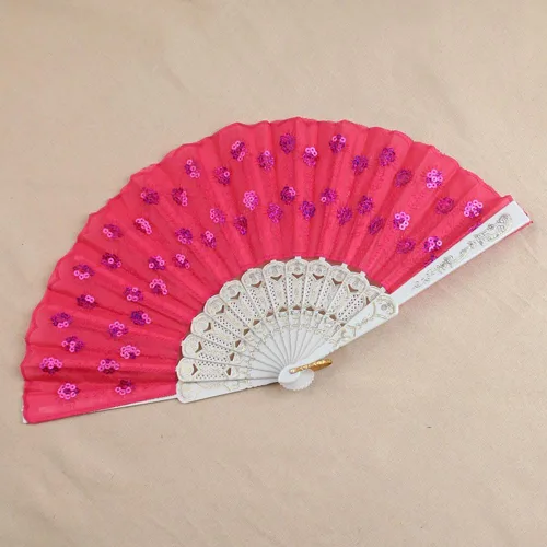 Miniatura 3 de 10 abanicos de mano plegables de tela colorida con patrón de pavo real, abanicos de mano plegables españoles para regalos de boda, decoración