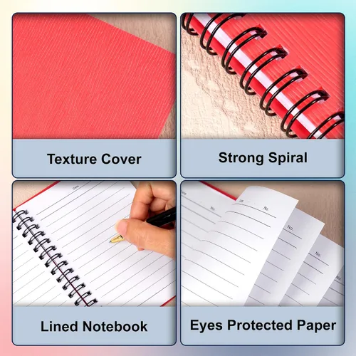 Miniatura 2 de FLYING EAGLE 4x6 Small Spiral Notebook 12 Pack A6 Mini Journal Plastic Hardcover 8mm Ruled Notebook for School Work,Black
