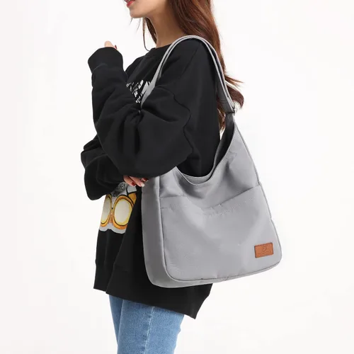 Miniatura 8 de MYHOZEE Bolso de lona grande tipo hobo para mujer, bolso estético para el hombro, bolso cruzado de escuela simple