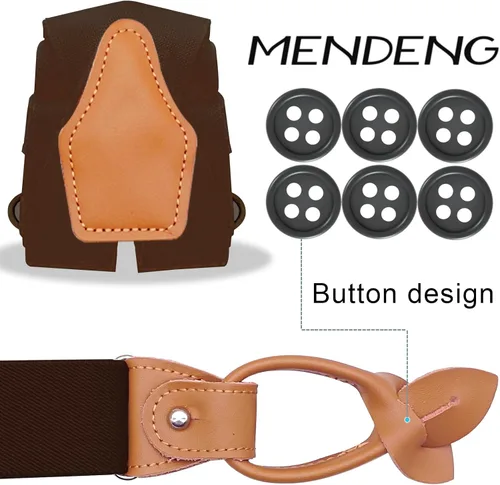 Miniatura 50 de MENDENG Tirantes de gancho giratorio de bronce vintage con 4 tirantes ajustables para hombre