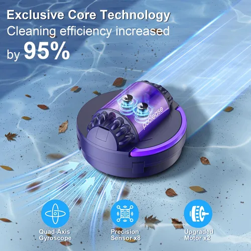 Miniatura 2 de Aspiradora robótica X1 para piscina sobre el suelo, limpiador automático inalámbrico de piscina con motor dual de 45 W, ideal para piscina plana