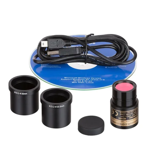 AmScope Cámara digital con microscopio de video fijo y en vivo USB de 5.0 MP + kit de calibración