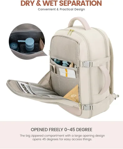 Miniatura 8 de LOVEVOOK Mochila de viaje para mujer y hombre, Beige, Mochilas de viaje