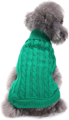 Miniatura 35 de Suéter para perro, cálido y suave, mediano (pecho 16-18 pulgadas), rosa, cuello alto clásico, lavable a máquina, invierno, unisex, sólido