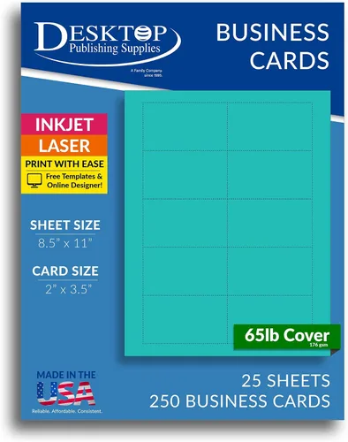 Miniatura 4 de 250 tarjetas de visita azul brillante de 3.5 x 2 pulgadas, hojas de papel de tarjetas de visita en blanco de colores imprimibles, tarjetas de visita