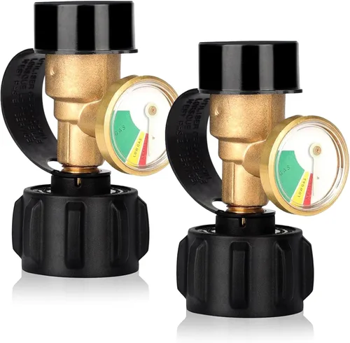 Llamaviva - Medidor de tanque de propano con detector de fugas, indicador de nivel universal para tanques de 5 a 40 libras, estufas de campamento,