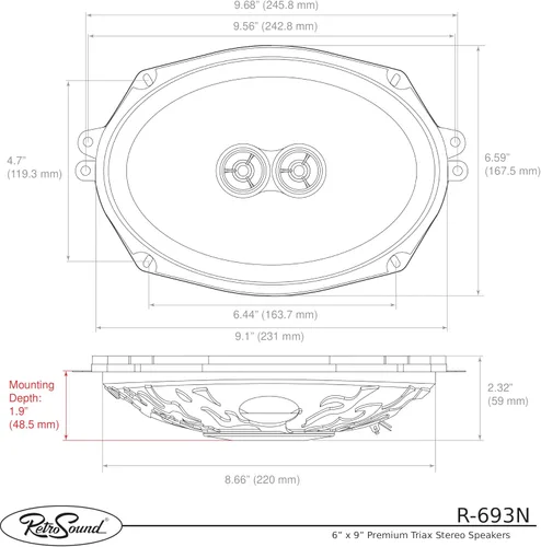Miniatura 7 de RetroSound R-693N 6" x 9" Altavoz de repuesto estéreo