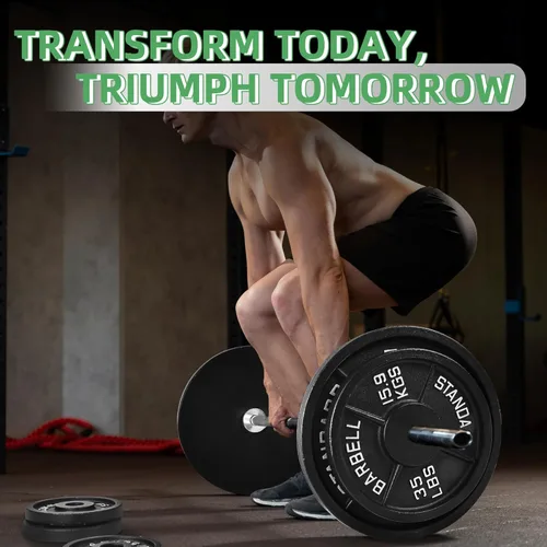 Miniatura 7 de Fitvids Placa de pesas estándar de hierro fundido de 1 pulgada para entrenamiento de fuerza y levantamiento de pesas, varios pesos disponibles