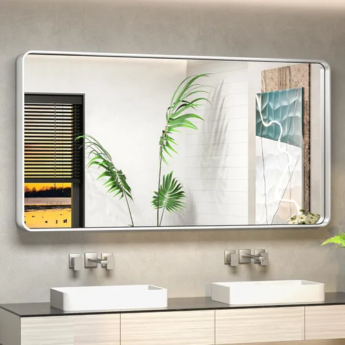 Miniatura 99 de TokeShimi Espejo redondo dorado de 36 pulgadas, espejo redondo de baño para pared con aleación de aluminio antioxidante, marco de metal dorado Oro