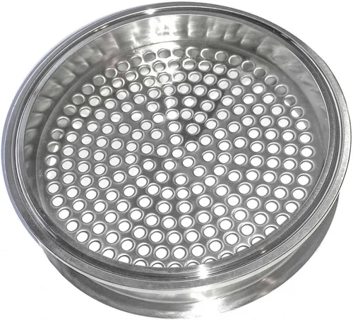 HFS (R) Placa de filtro de triple abrazadera de 6 pulgadas, soldadura media, accesorio sanitario de alta presión con agujeros de 0.236 in de acero