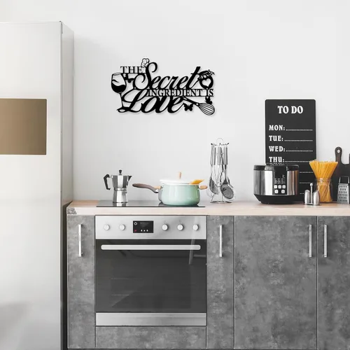 Miniatura 6 de Letrero de metal con texto en inglés "The Secret Ingredient is Love", decoración de pared de granja, comedor, cocina, regalo de inauguración