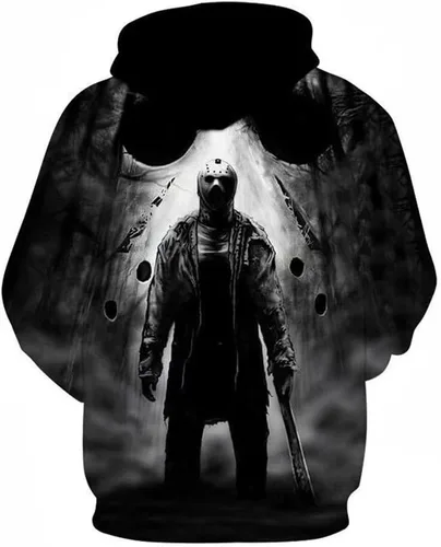 Miniatura 2 de CHLOBLOM Jason Voorhees Disfraz de Michael Myers Sudadera con capucha 3D
