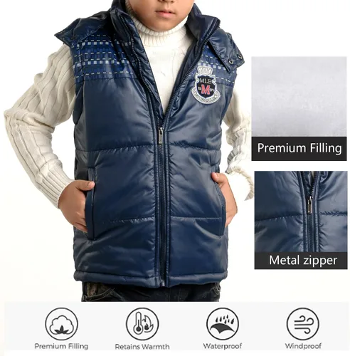Miniatura 3 de MEILONGER Chaleco de invierno con capucha para niños, informal, grueso, cálido para exteriores