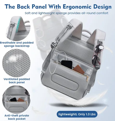 Miniatura 7 de Mochila Refrigeradora Mochila de Almuerzo de Doble Piso Caja de Almuerzo, Mochila Aislada Bolsa Refrigeradora de Almuerzo, Mochila Lonchera Ligera a