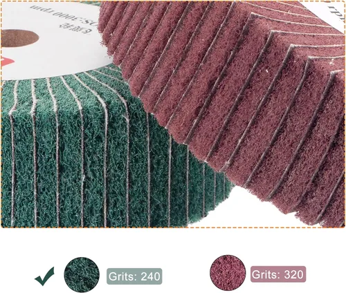 Miniatura 4 de uxcell Rueda de pulido de grano 240 de 5.906 in x 1.969 in, rueda de pulido no tejida de tela abrasiva de alambre de nailon para acero inoxidable