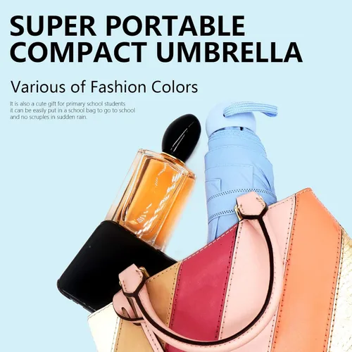 Miniatura 5 de ALFROTEY Mini paraguas de viaje plegable para lluvia con protección anti-UV, ligero, compacto, ideal para mochilas y bolsos, perfecto para mujeres