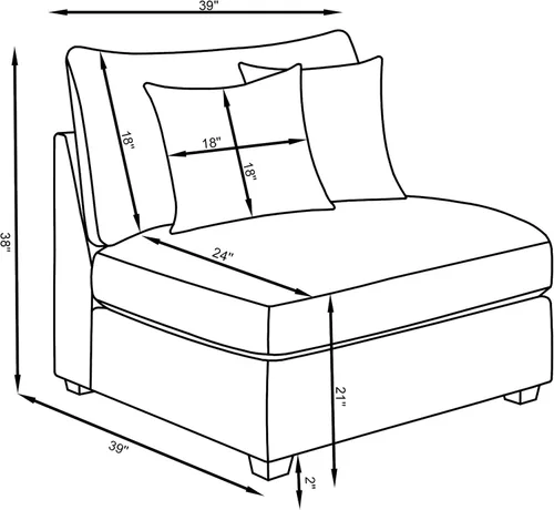 Miniatura 2 de Coaster Home Furnishings Cambria - Sofá modular tapizado de 5 piezas con otomana de almacenamiento, patas redondeadas y almohadas decorativas