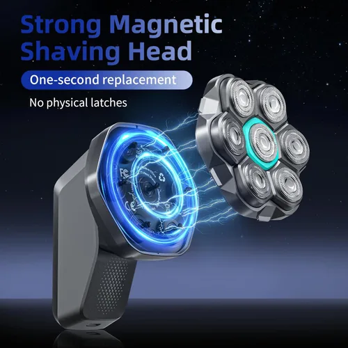 Miniatura 4 de kensen Afeitadoras de cabeza 7D para hombres calvos, afeitadoras de cabeza calva de doble velocidad con pantalla LED, maquinilla de afeitar Negro