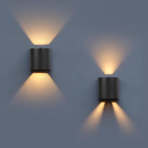 LUTEC Paquete de 2 lámparas de pared LED ascendentes y descendentes ajustables, lámpara de pared moderna de aluminio resistente a la oxidación para