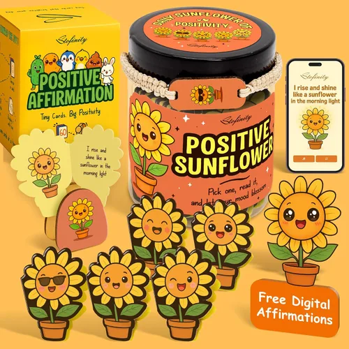 Miniatura 28 de Stofinity Tarro de 60 tarjetas de afirmación de pepinillos positivos – Regalo de aliento, positividad y apoyo emocional para niñas adolescentes