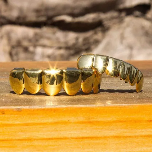 Miniatura 4 de NUOBESTY Parrillas doradas de dientes Hip Hop para boca superior inferior, Metal