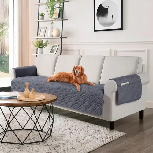 TAOCOCO Fundas de sofá impermeables extragrandes para mascotas y perros con respaldo antideslizante, fundas para asientos de sofá con bolsillo para
