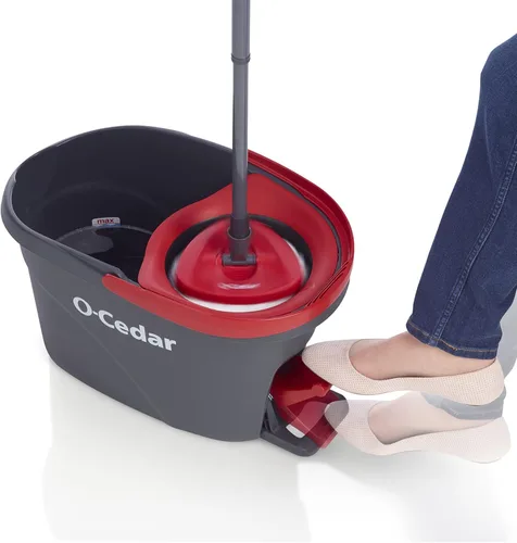 Miniatura 8 de O-Cedar EasyWring - Sistema de limpieza de suelos con balde y fregona giratoria de microfibra + 2 recambios adicionales, rojo/gris