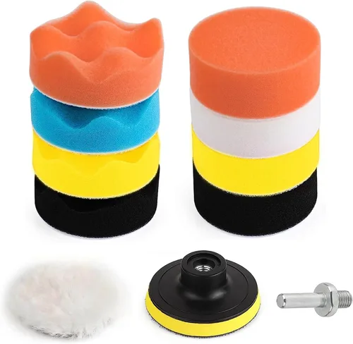 Kit de 11 piezas de almohadillas de pulido Harewu, almohadillas de esponja de 3 pulgadas para pulido, amortiguador para detalle de automóviles,