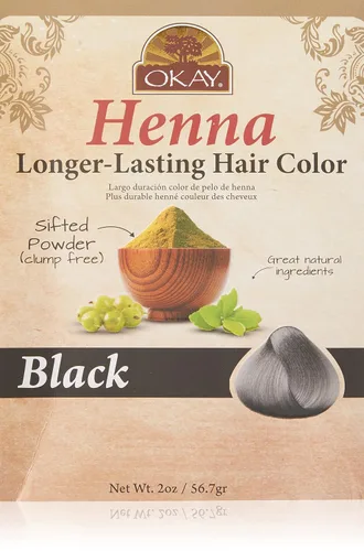 OKAY Pure Naturals - Tinte para el cabello de henna negra natural con índigo, para hombres y mujeres, polvo para cubrir el color gris, tinte para