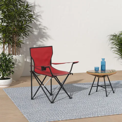 Miniatura 2 de Trademark Innovations Silla plegable de campamento de playa para exteriores, 18 pulgadas de largo x 31 pulgadas de ancho x 32 pulgadas de alto, rojo