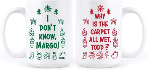 Miniatura 2 de We Got Good Why Is The Carpet All Wet Todd I Dont Know Margo - Juego de tazas navideñas (11 onzas)