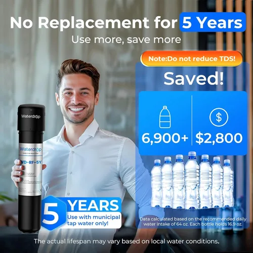 Miniatura 2 de Waterdrop UA-5Y 𝟓 𝐀ños Sistema de Filtro de Agua para Debajo del Fregadero, Ultra Larga Vida, Reduce Plomo, Cloro, Mal Sabor y Olor, Filtro de Agua