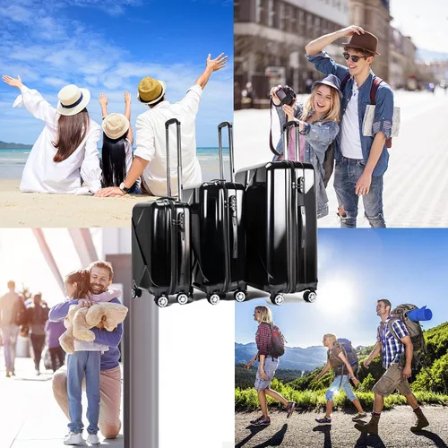 Miniatura 7 de Equipaje conjuntos, pc+abs Hardshell ligero durable Spinner ruedas maleta, Negro -, Equipaje conjuntos, pc+abs Hardshell ligero durable Spinner