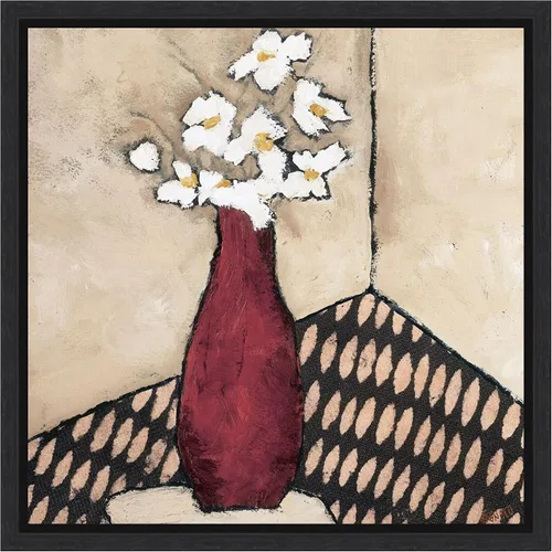 Miniatura 18 de Amanti Art Lienzo enmarcado para pared, florero rojo retro de 16 x 16 pulgadas, por Judi Bagnato, lienzo enmarcado para pared, obras de arte