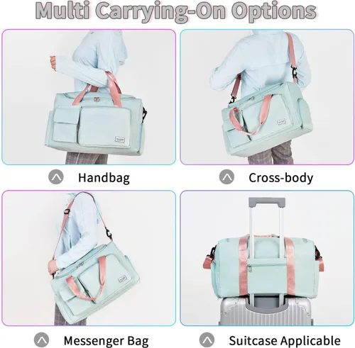 Miniatura 6 de FIORETTO - Bolsa de deporte para mujer con compartimento para zapatos, capacidad de 37 litros, ideal para viajes, gimnasio, deportes, fines de semana