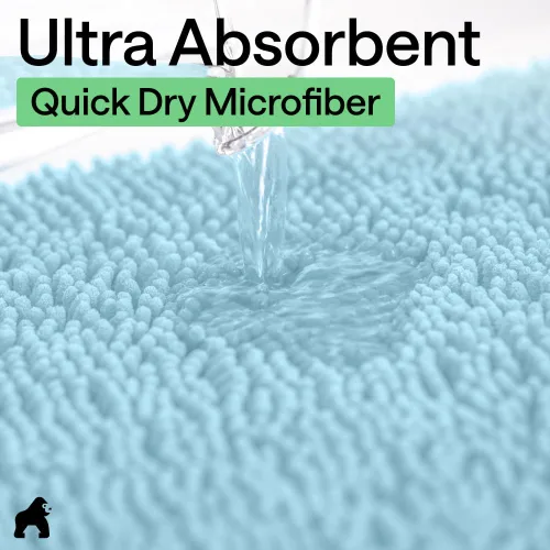 Miniatura 265 de Gorilla Grip - Tapete de baño de felpilla gruesa, suave y absorbente, secado rápido, de microfibra, con reverso de caucho, para piso de ducha, Nube