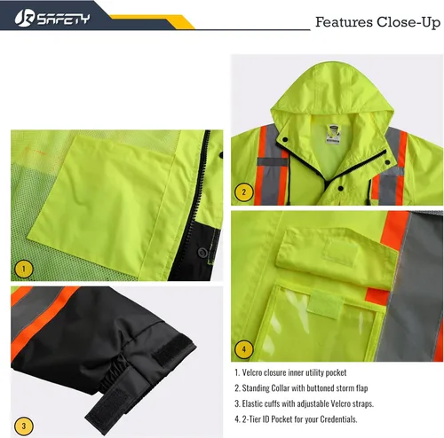 Miniatura 4 de JKSafety Chaqueta y pantalones de lluvia reflectantes de alta visibilidad para hombres y mujeres, equipo de lluvia impermeable para agricultura
