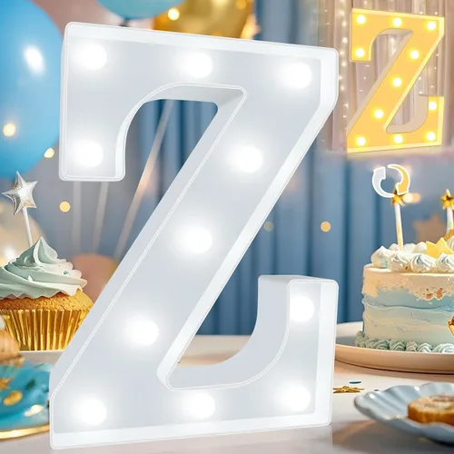 Miniatura 12 de Pooqla Letras con luces LED de marquesina, letras decorativas iluminadas en blanco cálido y blanco frío, letras del alfabeto iluminadas para niños