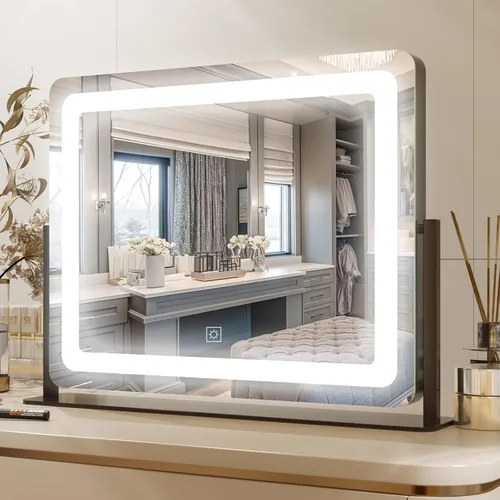 Miniatura 16 de PRIMETEK Espejo de tocador con luces, espejo de maquillaje grande de 19 x 22 pulgadas con luces, espejo de maquillaje iluminado LED, pantalla táctil