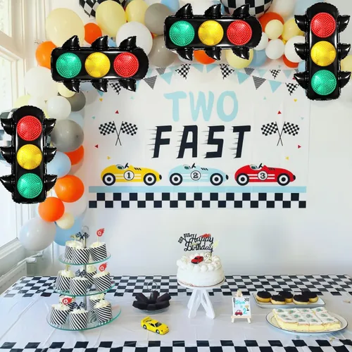 Miniatura 6 de 4 globos de semáforo de 23.3 x 31.7 pulgadas, suministros de decoración de fiesta de cumpleaños de coches de carreras