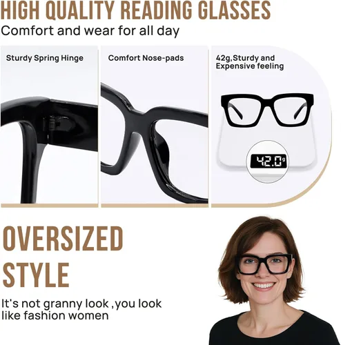 Miniatura 5 de OCCI CHIARI Gafas de lectura de marco grande para mujeres y lectores cuadrados retro