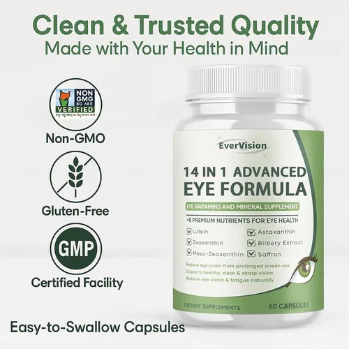 Miniatura 7 de Fórmula avanzada 14 en 1 para los ojos – Suplemento de vitaminas y minerales para los ojos con luteína, zeaxantina, zinc y extracto de arándano