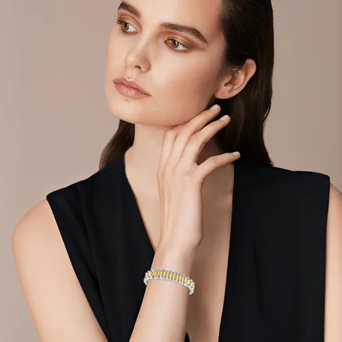 Miniatura 5 de YBMYCM Correa de reloj gruesa para mujer, chapada en oro, impermeable, acero inoxidable, pulsera de eslabones